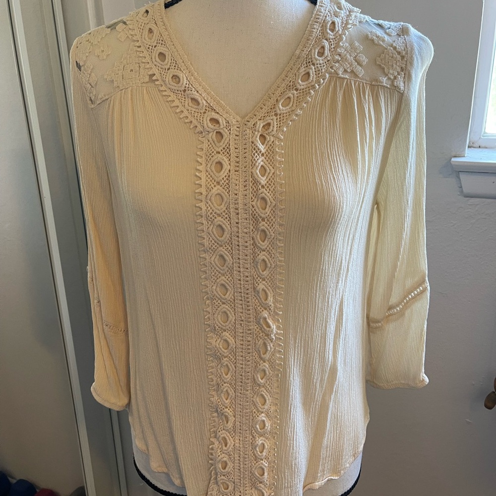 JohnPaulRichard Cream Lace Detail Blouse